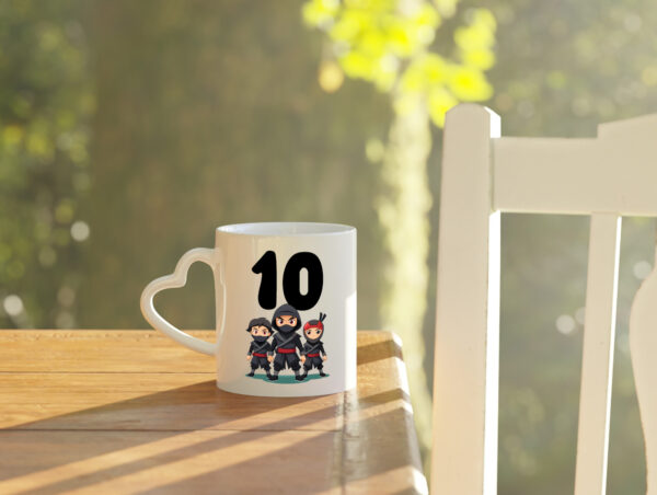 10. Geburtstag | 10 Jahre | Ninja - Herzhenkel Tasse - Kaffeetasse / Geschenk / Familie