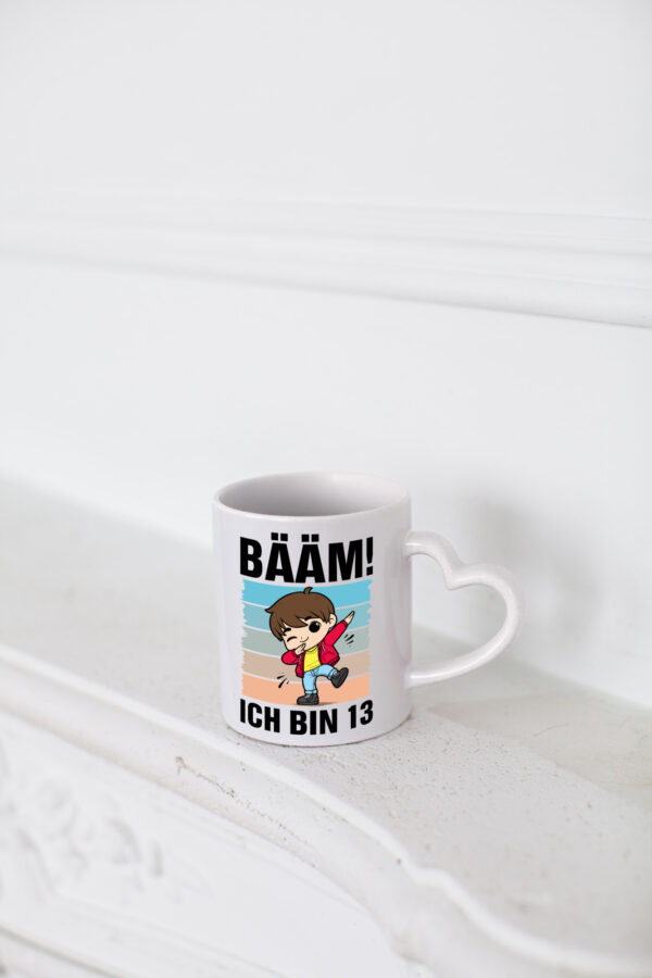 13. Geburtstag | Ich bin 13 | 13 Jahre | Bäääm Dabbing Kind - Herzhenkel Tasse - Kaffeetasse / Geschenk / Familie