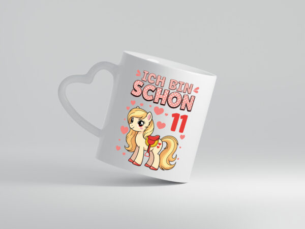 11. Geburtstag | 11 Jahre | Mädchen | Reiten | Pony - Herzhenkel Tasse - Kaffeetasse / Geschenk / Familie