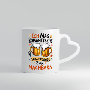 Spaziergang zum Nachbarn | Biertrinker | Lieblingsnachbar - Herzhenkel Tasse - Kaffeetasse / Geschenk / Familie