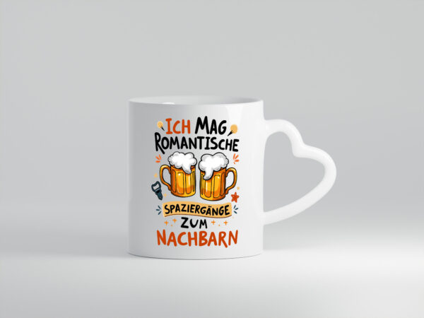 Spaziergang zum Nachbarn | Biertrinker | Lieblingsnachbar - Herzhenkel Tasse - Kaffeetasse / Geschenk / Familie