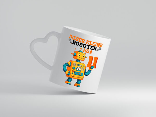 11. Geburtstag | 11 Jahre | Roboter | Junge - Herzhenkel Tasse - Kaffeetasse / Geschenk / Familie