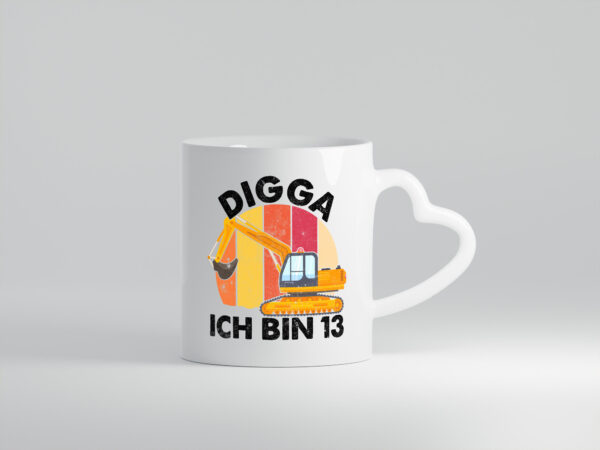 13. Geburtstag | 13 Jahre | Bagger | Digga - Herzhenkel Tasse - Kaffeetasse / Geschenk / Familie