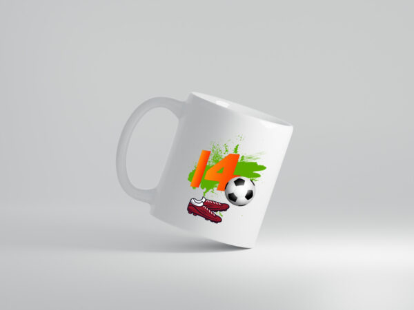 14. Geburtstag | Jungen Fußball | Fußballspieler - Tasse Weiss - Kaffeetasse / Geschenk / Familie