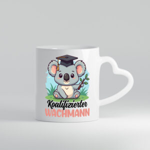 Koalifizierter Wachmann | Wachpersonal | Nachtwächter - Herzhenkel Tasse - Kaffeetasse / Geschenk / Familie