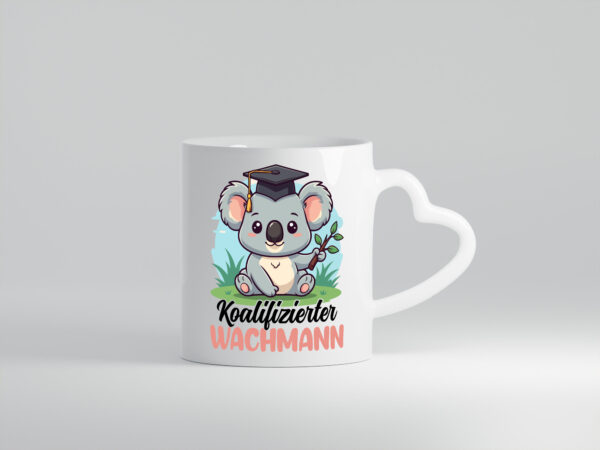 Koalifizierter Wachmann | Wachpersonal | Nachtwächter - Herzhenkel Tasse - Kaffeetasse / Geschenk / Familie