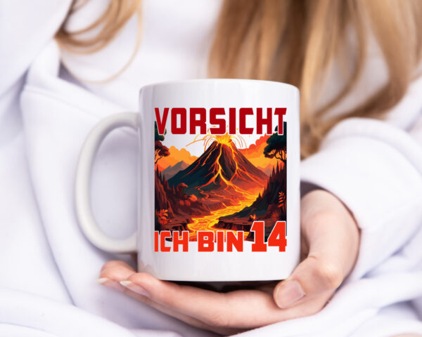 14. Geburtstag | 14 Jahre | Vulkanausbruch | Vulkan - Tasse Weiss - Kaffeetasse / Geschenk / Familie