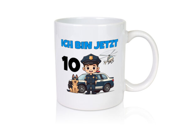 10. Geburtstag | 10 Jahre | Polizei Kind | Polizeiauto - Tasse Weiss - Kaffeetasse / Geschenk / Familie