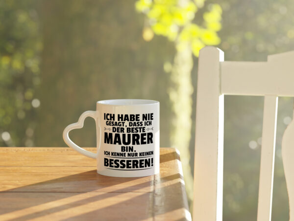 Der Beste Maurer | Bau | Handwerker - Herzhenkel Tasse - Kaffeetasse / Geschenk / Familie