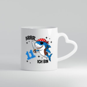 11. Geburtstag | 11 Jahre Arr Pirat | Hai | Piraten - Herzhenkel Tasse - Kaffeetasse / Geschenk / Familie