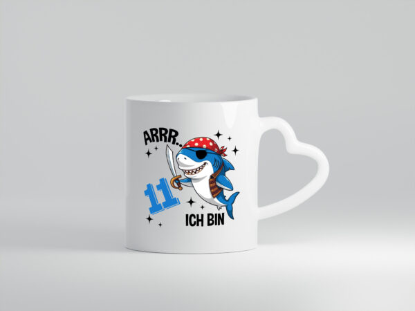 11. Geburtstag | 11 Jahre Arr Pirat | Hai | Piraten - Herzhenkel Tasse - Kaffeetasse / Geschenk / Familie