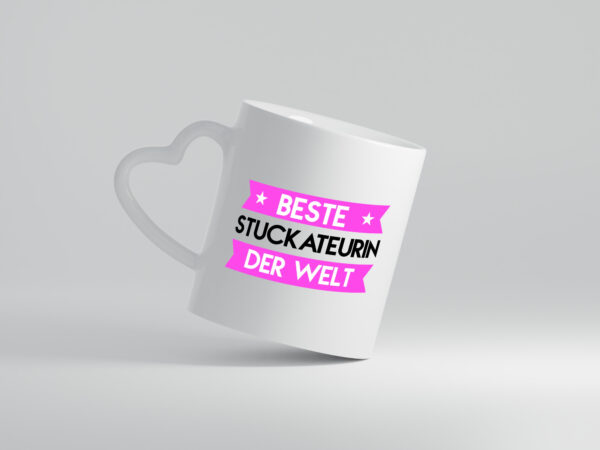 Beste Stuckateurin | Innenausbau - Herzhenkel Tasse - Kaffeetasse / Geschenk / Familie