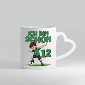 12. Geburtstag | 12 Jahre | Fußballer - Herzhenkel Tasse - Kaffeetasse / Geschenk / Familie