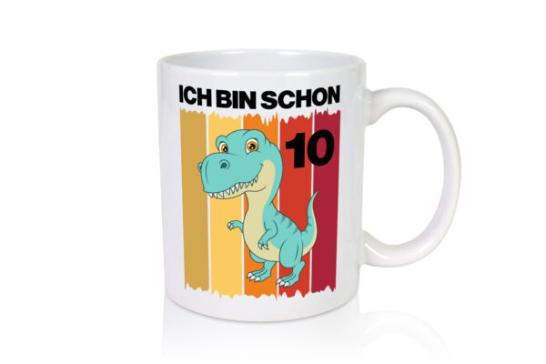 10. Geburtstag | 10 Jahre | Dinosaurier - Tasse Weiss - Kaffeetasse / Geschenk / Familie