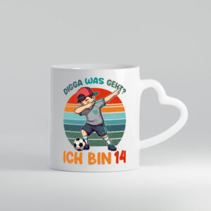 14. Geburtstag | 14 Jahre | digga ich bin 14 | Dabbing - Herzhenkel Tasse - Kaffeetasse / Geschenk / Familie