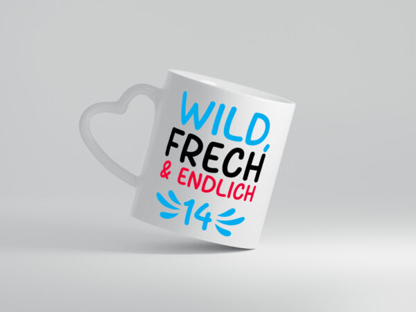 14. Geburtstag | 14 Jahre | Wild & Frech - Herzhenkel Tasse - Kaffeetasse / Geschenk / Familie