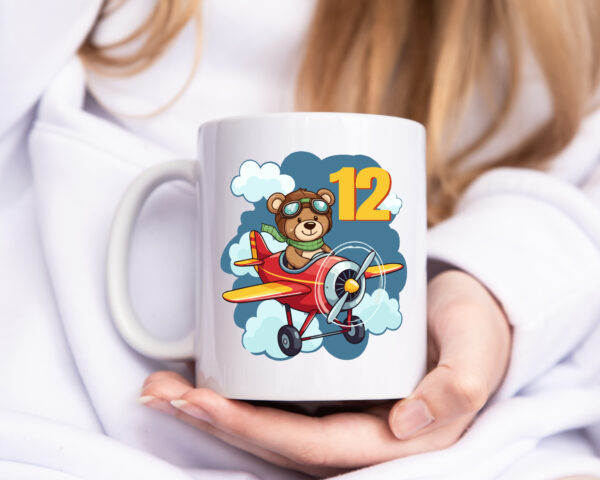 12. Geburtstag | 12 Jahre | Kinder Pilot | Flugzeug - Tasse Weiss - Kaffeetasse / Geschenk / Familie