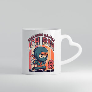 8. Geburtstag | Ninja Junge | 8 Jahre - Herzhenkel Tasse - Kaffeetasse / Geschenk / Familie