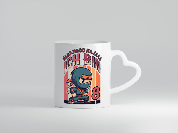 8. Geburtstag | Ninja Junge | 8 Jahre - Herzhenkel Tasse - Kaffeetasse / Geschenk / Familie