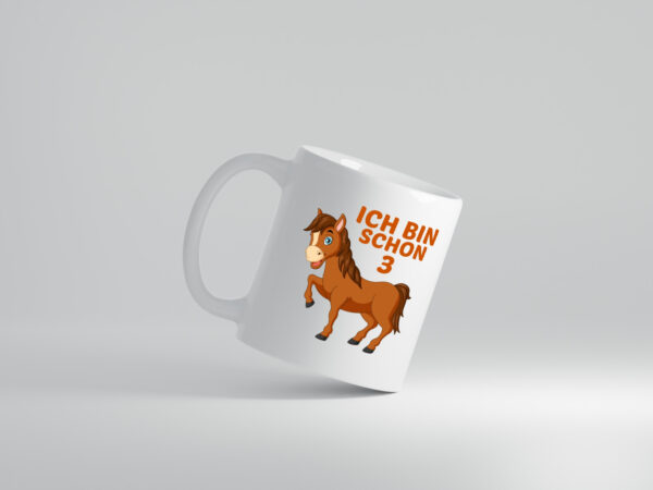 3. Geburtstag | Ich bin schon 3 | Pferde | Pony - Tasse Weiss - Kaffeetasse / Geschenk / Familie