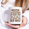 Bester Bonus Papa der Welt | Vatertag | Bester Papa - Tasse Weiss - Kaffeetasse / Geschenk / Familie