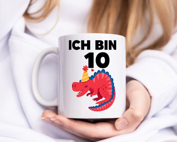 10. Geburtstag | Dino | Dinosaurier | 10 Jahre - Tasse Weiss - Kaffeetasse / Geschenk / Familie