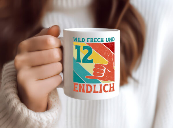 12. Geburtstag | 12 Jahre | Wild und Frech - Tasse Weiss - Kaffeetasse / Geschenk / Familie