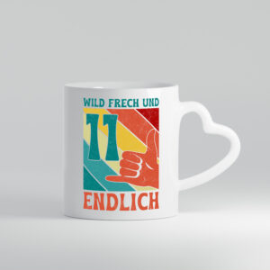 11. Geburtstag | 11 Jahre | Wild und Frech - Herzhenkel Tasse - Kaffeetasse / Geschenk / Familie