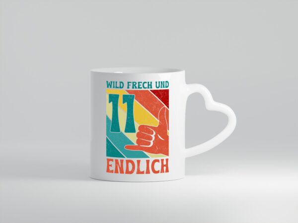 11. Geburtstag | 11 Jahre | Wild und Frech - Herzhenkel Tasse - Kaffeetasse / Geschenk / Familie