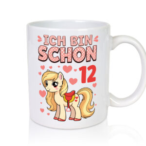 12. Geburtstag | 12 Jahre | Mädchen | Reiten | Pony - Tasse Weiss - Kaffeetasse / Geschenk / Familie