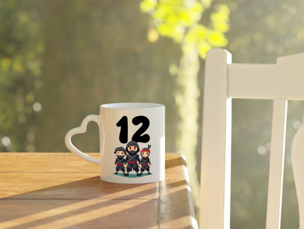 12. Geburtstag | 12 Jahre | Ninja - Herzhenkel Tasse - Kaffeetasse / Geschenk / Familie