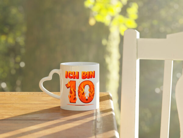 10. Geburtstag | 10 Jahre | Drache - Herzhenkel Tasse - Kaffeetasse / Geschenk / Familie