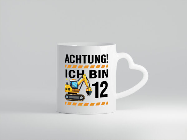 12 Geburtstag Ich bin 12 | Bagger | Bagger Junge - Herzhenkel Tasse - Kaffeetasse / Geschenk / Familie