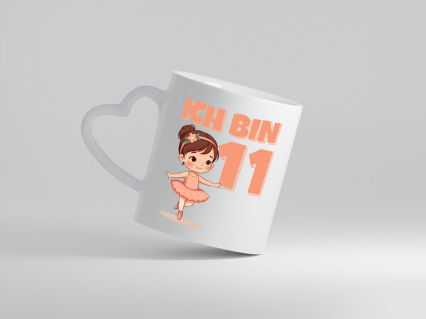 11 Geburtstag | 11 Jahre | Ballerina | Mädchen | Ballet - Herzhenkel Tasse - Kaffeetasse / Geschenk / Familie