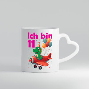 11. Geburtstag | 11 Jahre | Drache | Flugzeug - Herzhenkel Tasse - Kaffeetasse / Geschenk / Familie