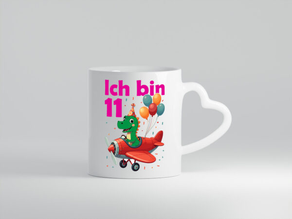 11. Geburtstag | 11 Jahre | Drache | Flugzeug - Herzhenkel Tasse - Kaffeetasse / Geschenk / Familie