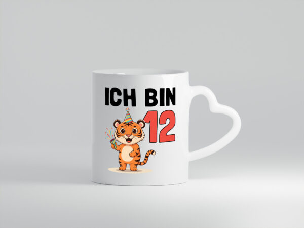 12. Geburtstag | 12 Jahre | Tiger | Geburtstag - Herzhenkel Tasse - Kaffeetasse / Geschenk / Familie