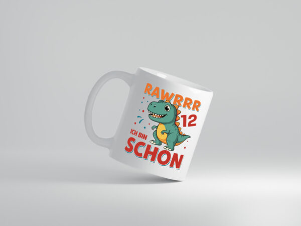 12. Geburtstag | 12 Jahre | Raw Raw ich bin schon 12 | T-Rex - Tasse Weiss - Kaffeetasse / Geschenk / Familie