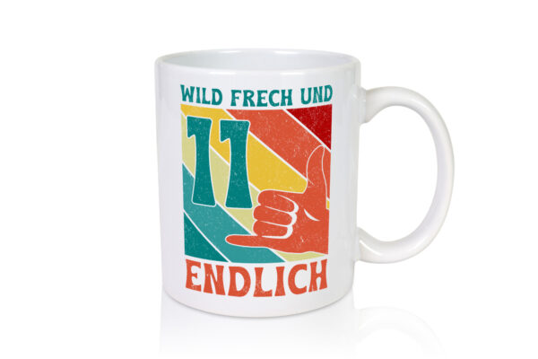 11. Geburtstag | 11 Jahre | Wild und Frech - Tasse Weiss - Kaffeetasse / Geschenk / Familie