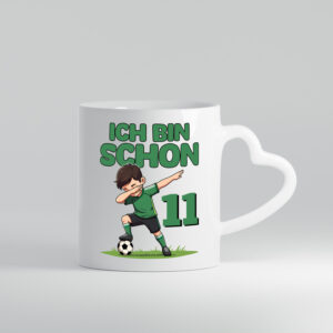 11. Geburtstag | 11 Jahre | Fußballer - Herzhenkel Tasse - Kaffeetasse / Geschenk / Familie