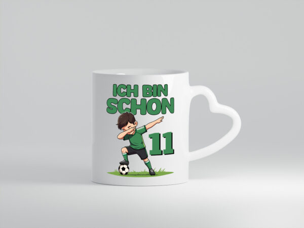 11. Geburtstag | 11 Jahre | Fußballer - Herzhenkel Tasse - Kaffeetasse / Geschenk / Familie