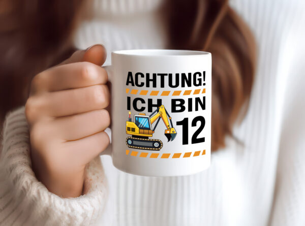 12 Geburtstag Ich bin 12 | Bagger | Bagger Junge - Tasse Weiss - Kaffeetasse / Geschenk / Familie