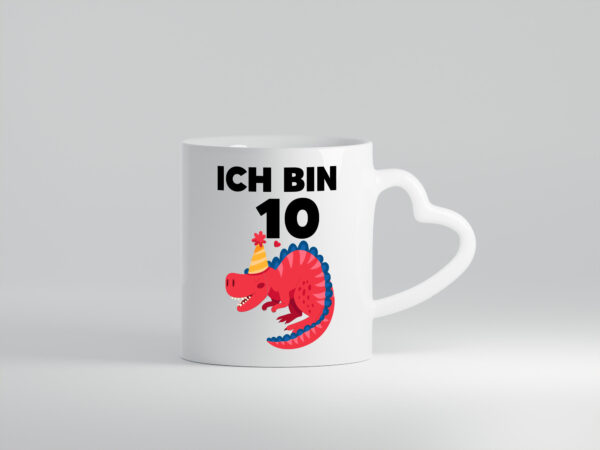 10. Geburtstag | Dino | Dinosaurier | 10 Jahre - Herzhenkel Tasse - Kaffeetasse / Geschenk / Familie