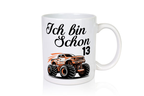 13. Geburtstag | Monster truck | 13 Jahre - Tasse Weiss - Kaffeetasse / Geschenk / Familie