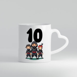 10. Geburtstag | 10 Jahre | Ninja - Herzhenkel Tasse - Kaffeetasse / Geschenk / Familie