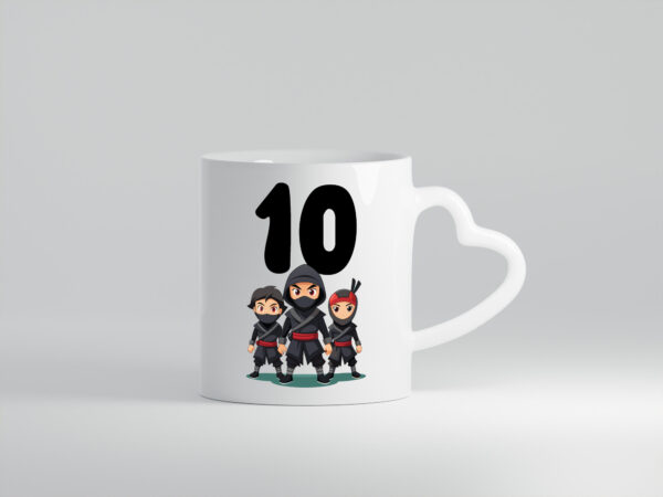 10. Geburtstag | 10 Jahre | Ninja - Herzhenkel Tasse - Kaffeetasse / Geschenk / Familie