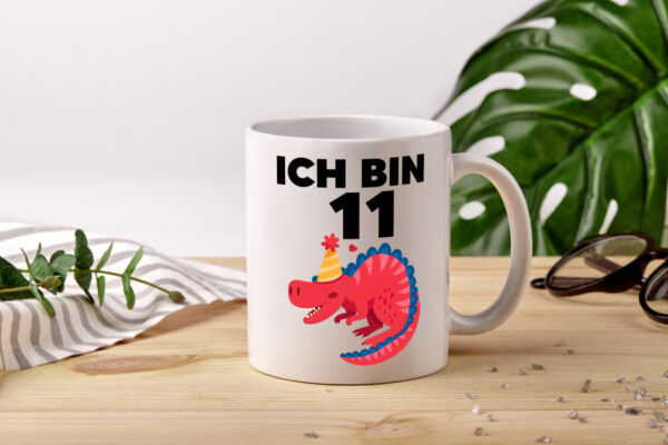 11. Geburtstag | Dino | Dinosaurier | 11 Jahre - Tasse Weiss - Kaffeetasse / Geschenk / Familie