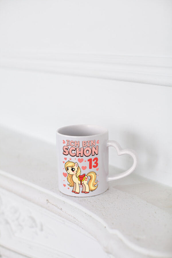 13. Geburtstag | 13 Jahre | Mädchen | Reiten | Pony - Herzhenkel Tasse - Kaffeetasse / Geschenk / Familie