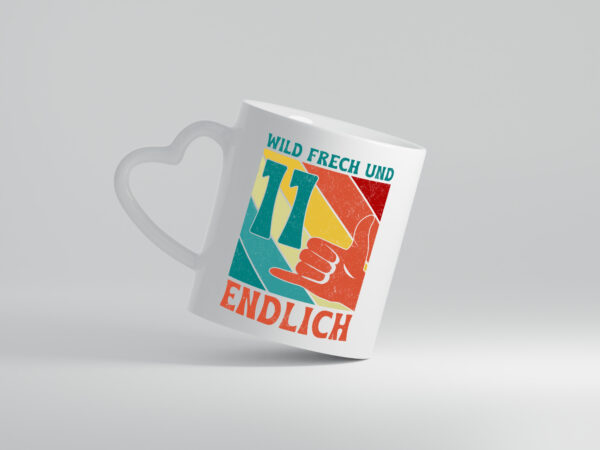 11. Geburtstag | 11 Jahre | Wild und Frech - Herzhenkel Tasse - Kaffeetasse / Geschenk / Familie