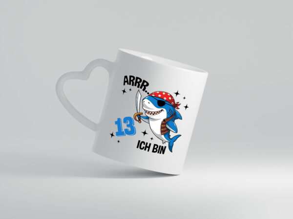 13. Geburtstag | 13 Jahre Arr Pirat | Hai | Piraten - Herzhenkel Tasse - Kaffeetasse / Geschenk / Familie